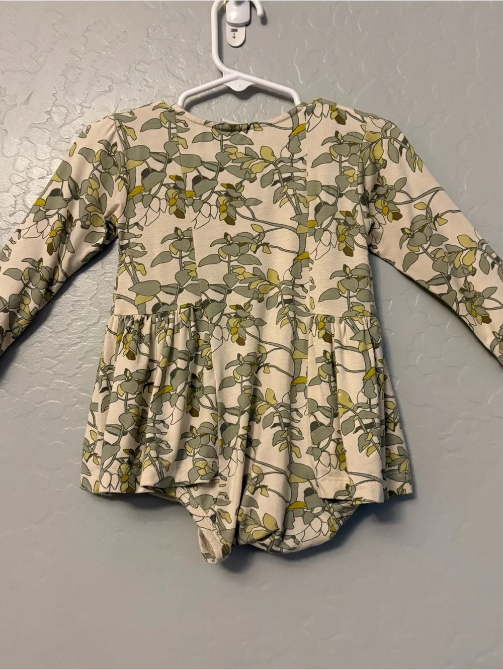 Kate Quinn the woods leaf print long sleeve modal ballerina bubble 12-18 months